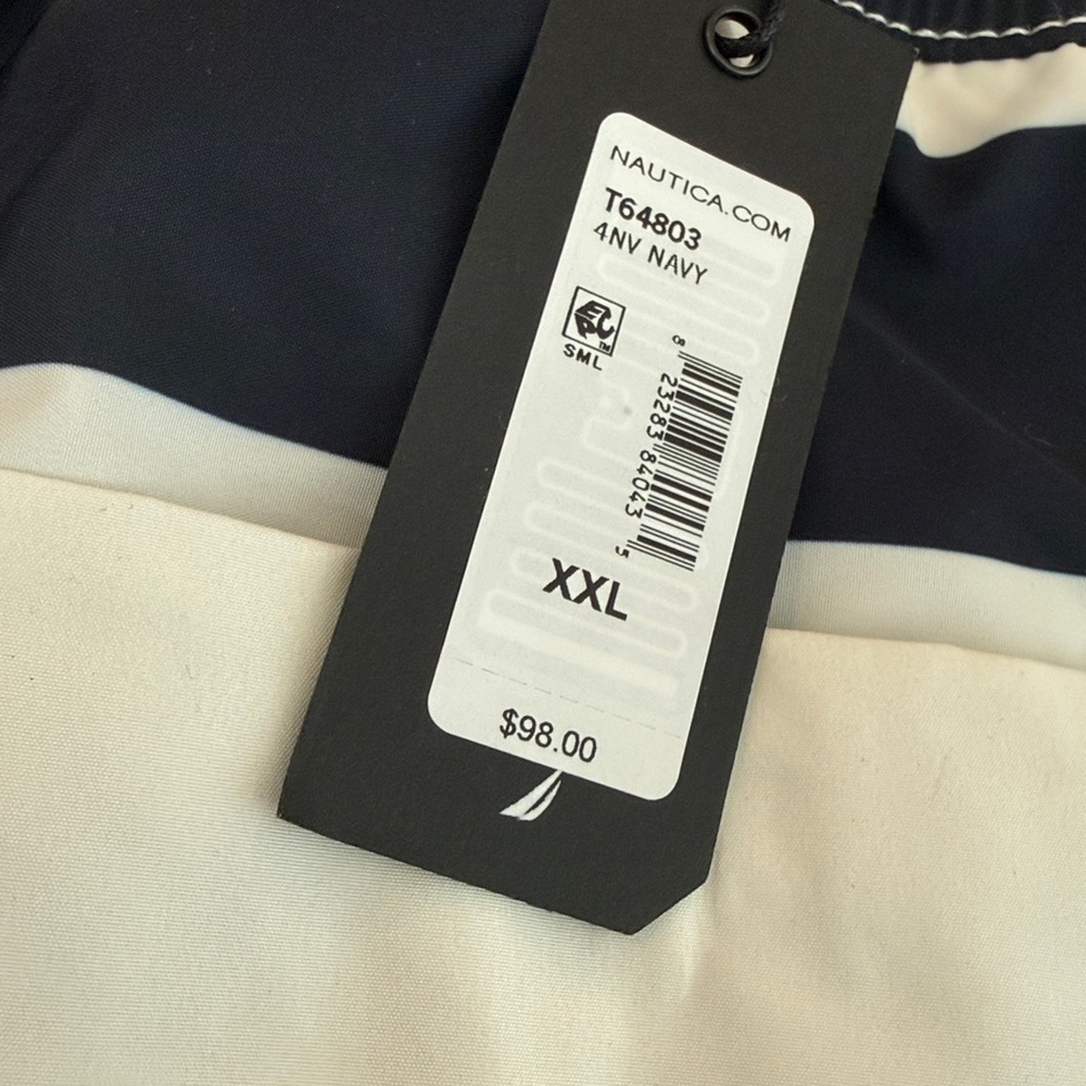 New Nautica Striped Navy and White Swimsuit - Picture 4 of 5